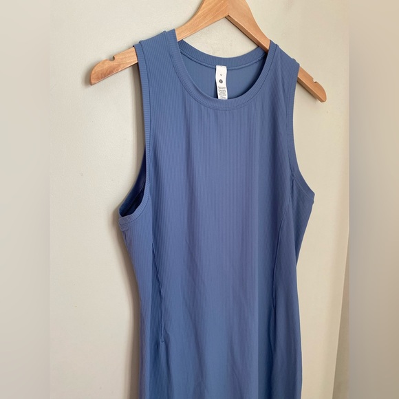 Lululemon All Aligned Ribbed Midi Dress Washed Denim Size 12 Blue - Picture 3 of 13
